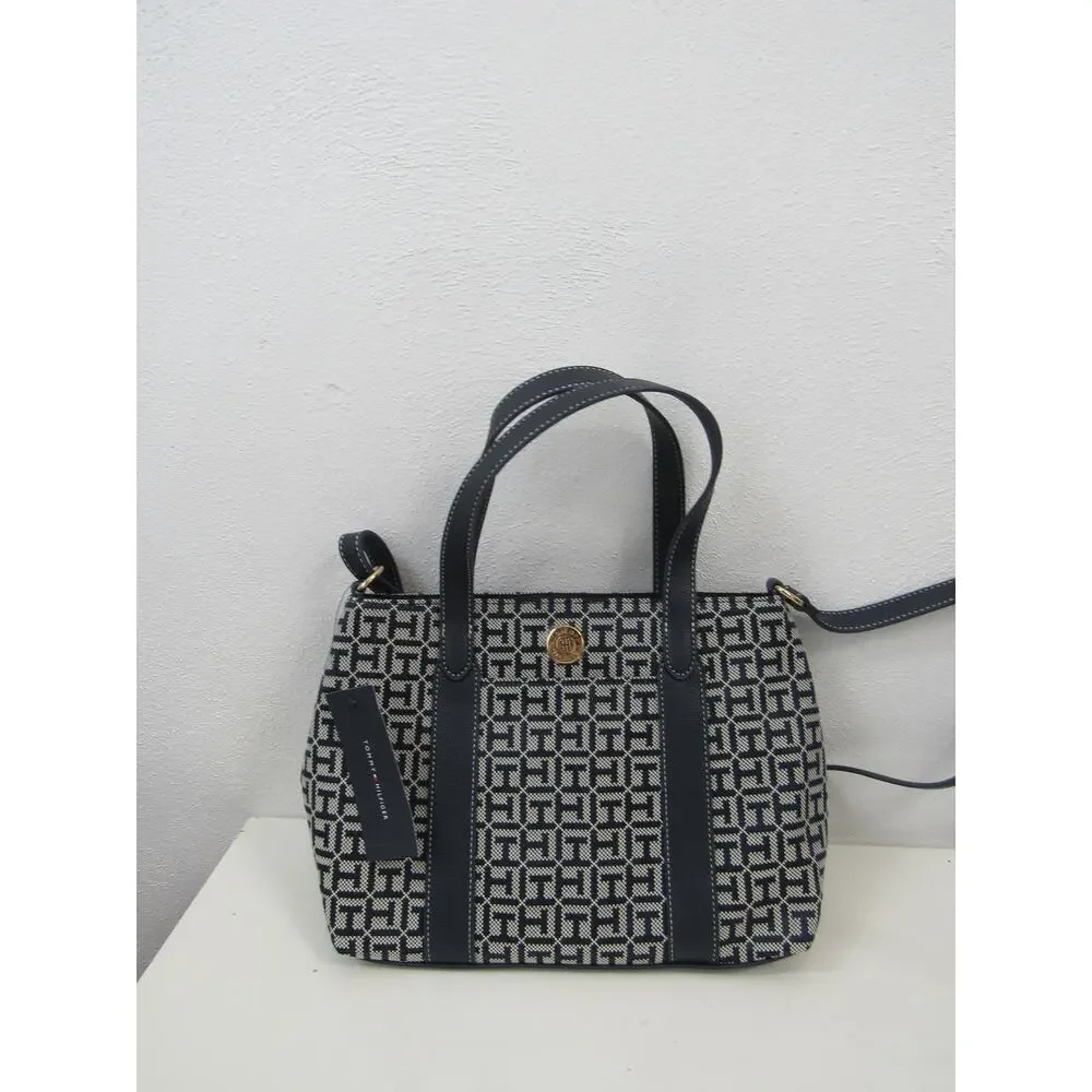 NWT Tommy Hilfiger Women's Fashion Monogram Small Bowler Bag - Light Stone/Tommy